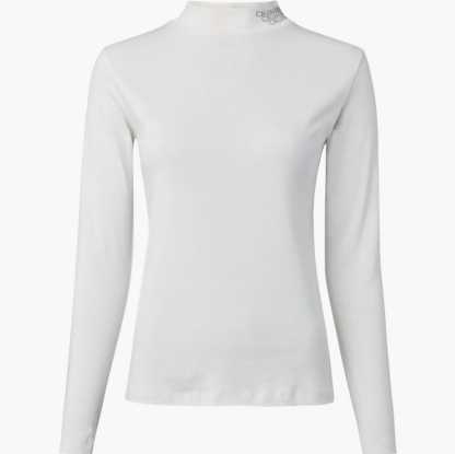 Naiste Calvin Klein kõrge kaelusega pluus (helebeež, hall) - Image 6