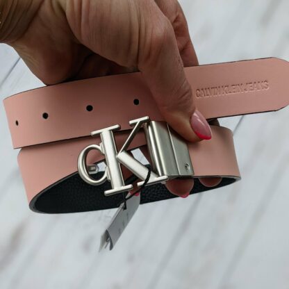 Calvin Klein kahepoolne nahkvöö must+roosa kinkekarbis (100% nahk) - Image 5