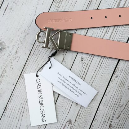 Calvin Klein kahepoolne nahkvöö must+roosa kinkekarbis (100% nahk) - Image 7