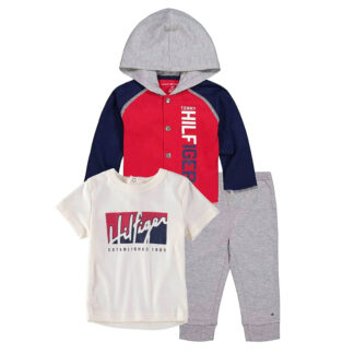 Laste Tommy Hilfiger kolmene komplekt püksid + kardigan + bodi