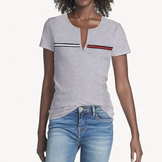 Naiste Tommy Hilfiger lõhestatud kaelusega t-särk S