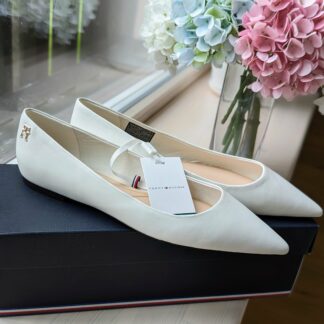 Leather Pointed Toe Ballerinas
