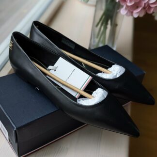 Leather Pointed Toe Ballerinas