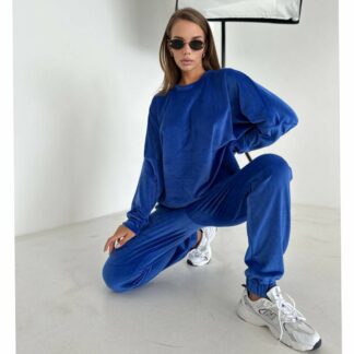 Pehme veluurkostüüm (sinine), L-XL