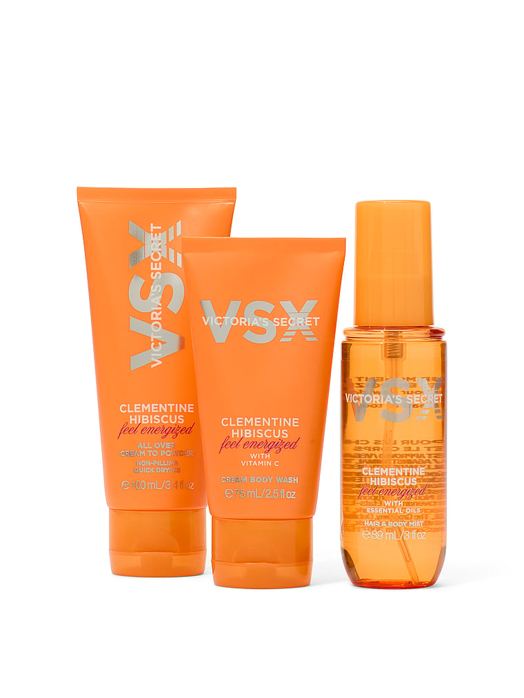Victoria’s Secret 3-Piece Clementine Hibiscus Feel Energized Travel Set - Pilt 2