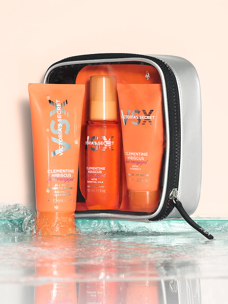 Victoria’s Secret 3-Piece Clementine Hibiscus Feel Energized Travel Set - Pilt 3